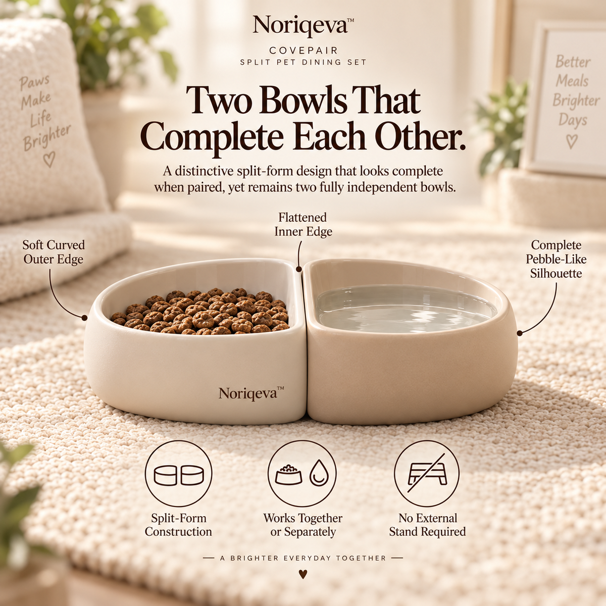 Noriqeva™ CovePair Split Pet Dining Set