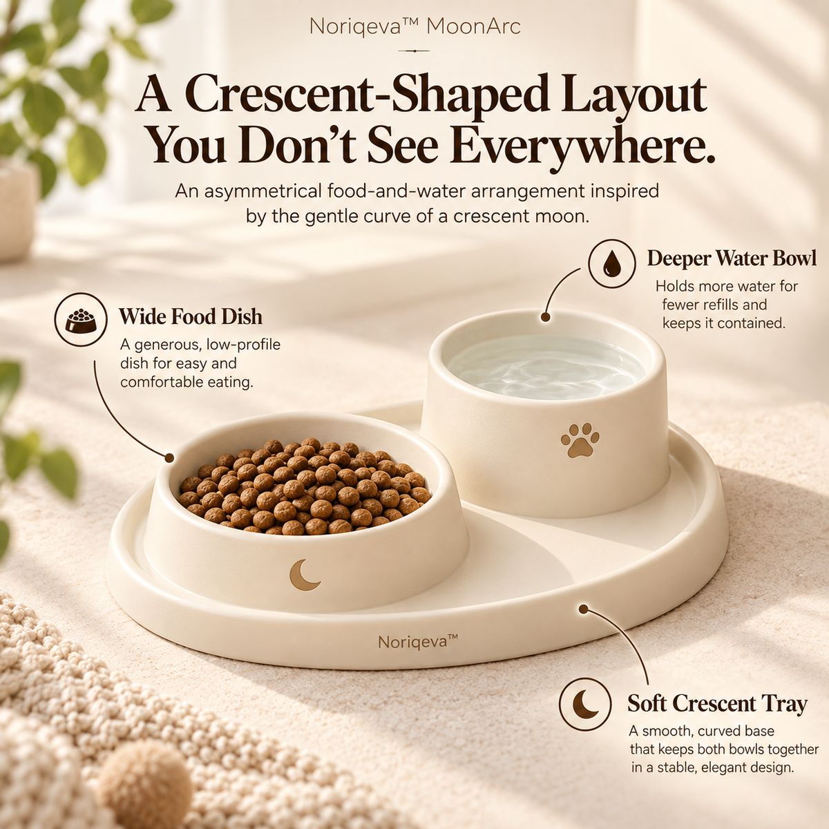 Noriqeva™ MoonArc Pet Dining Tray