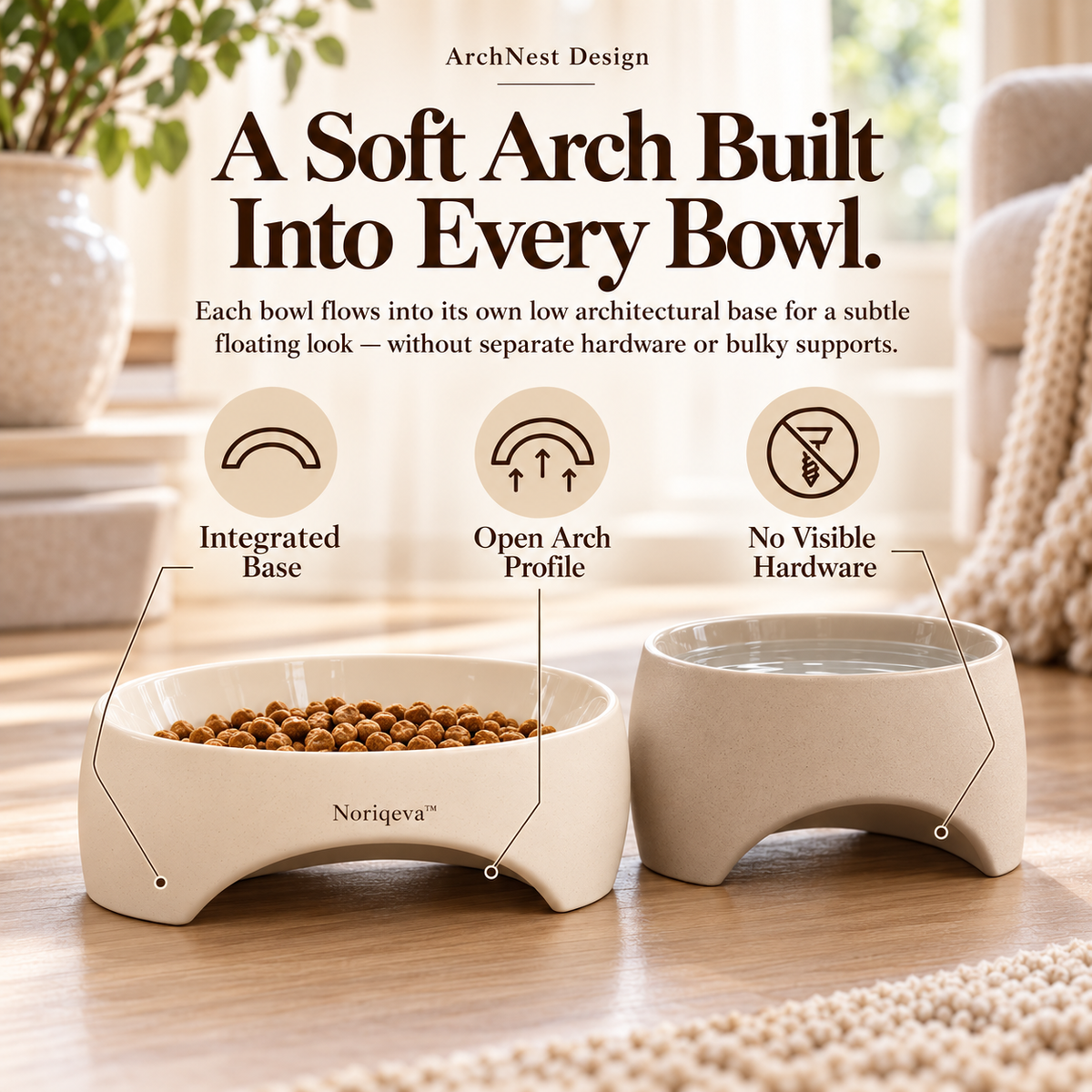 Noriqeva™ ArchNest Sculpted Pet Dining Pair