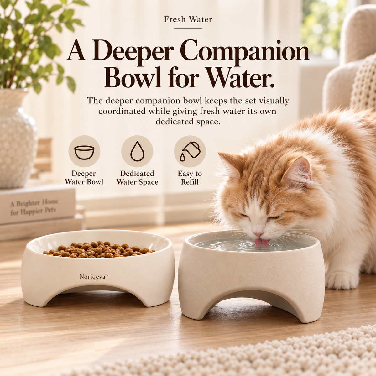 Noriqeva™ ArchNest Sculpted Pet Dining Pair