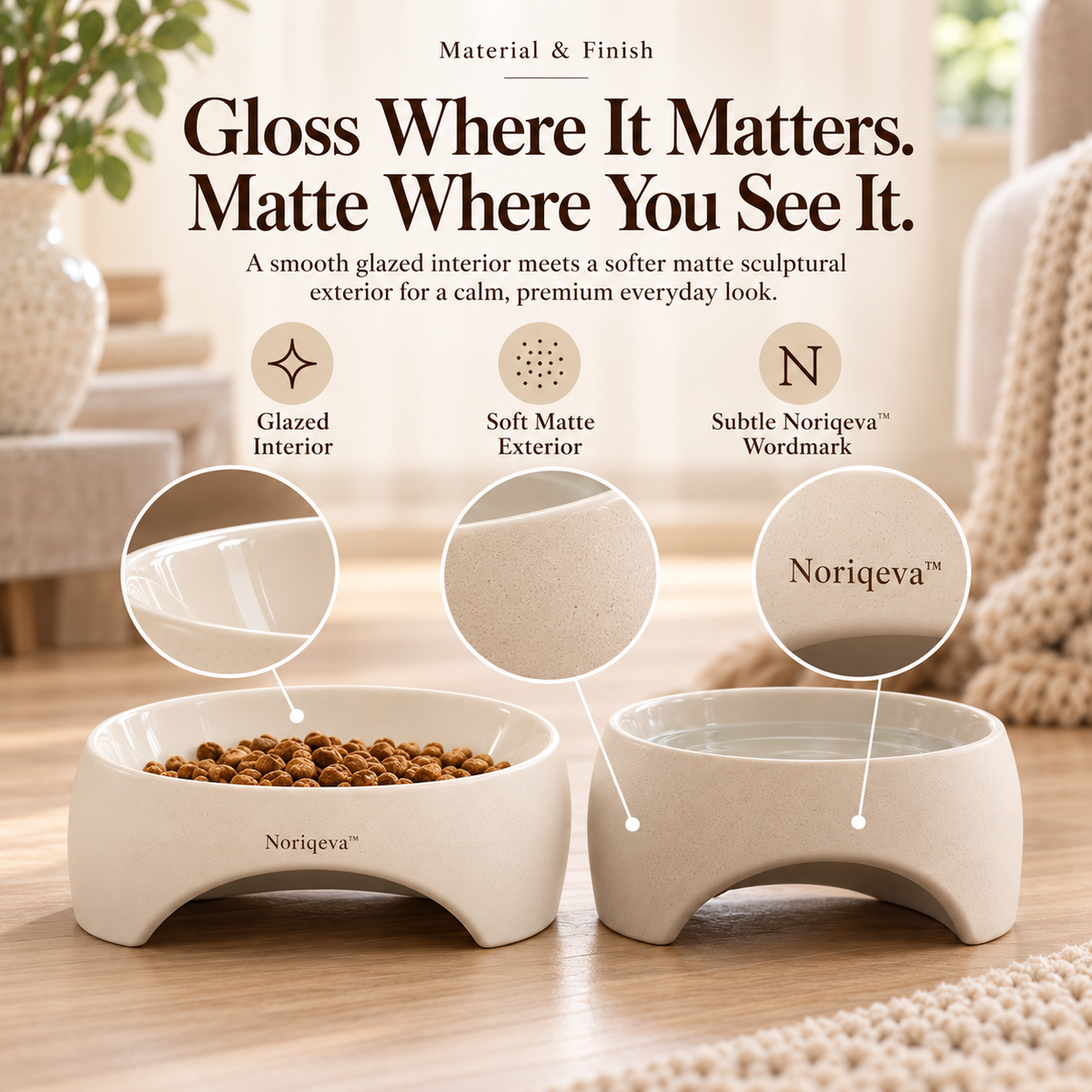 Noriqeva™ ArchNest Sculpted Pet Dining Pair