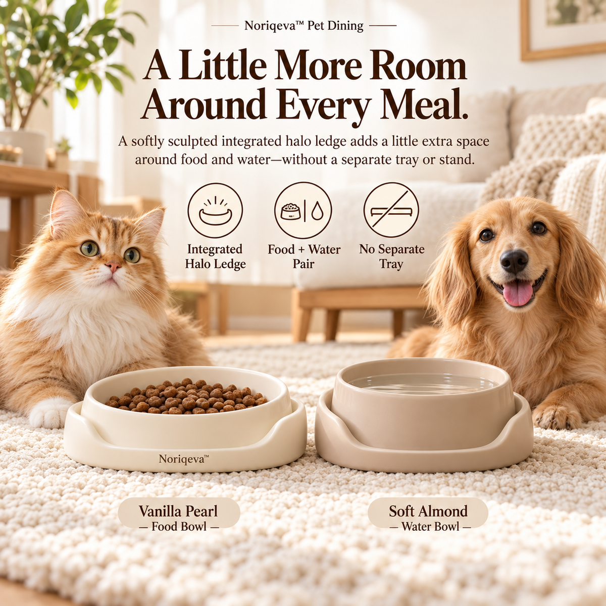 Noriqeva™ HaloCove Pet Dining Pair