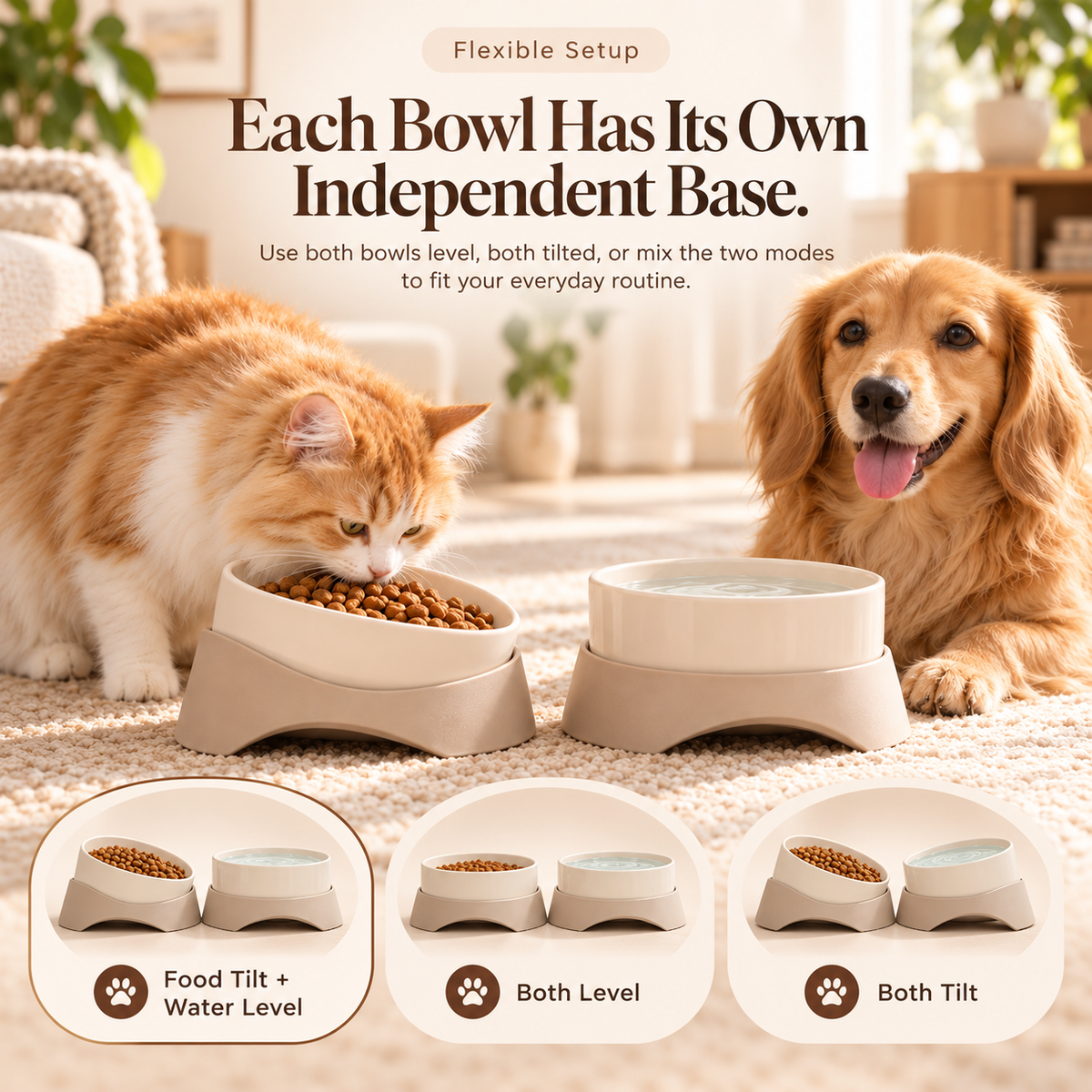 Noriqeva™ DuoMode Reversible Pet Dining Pair