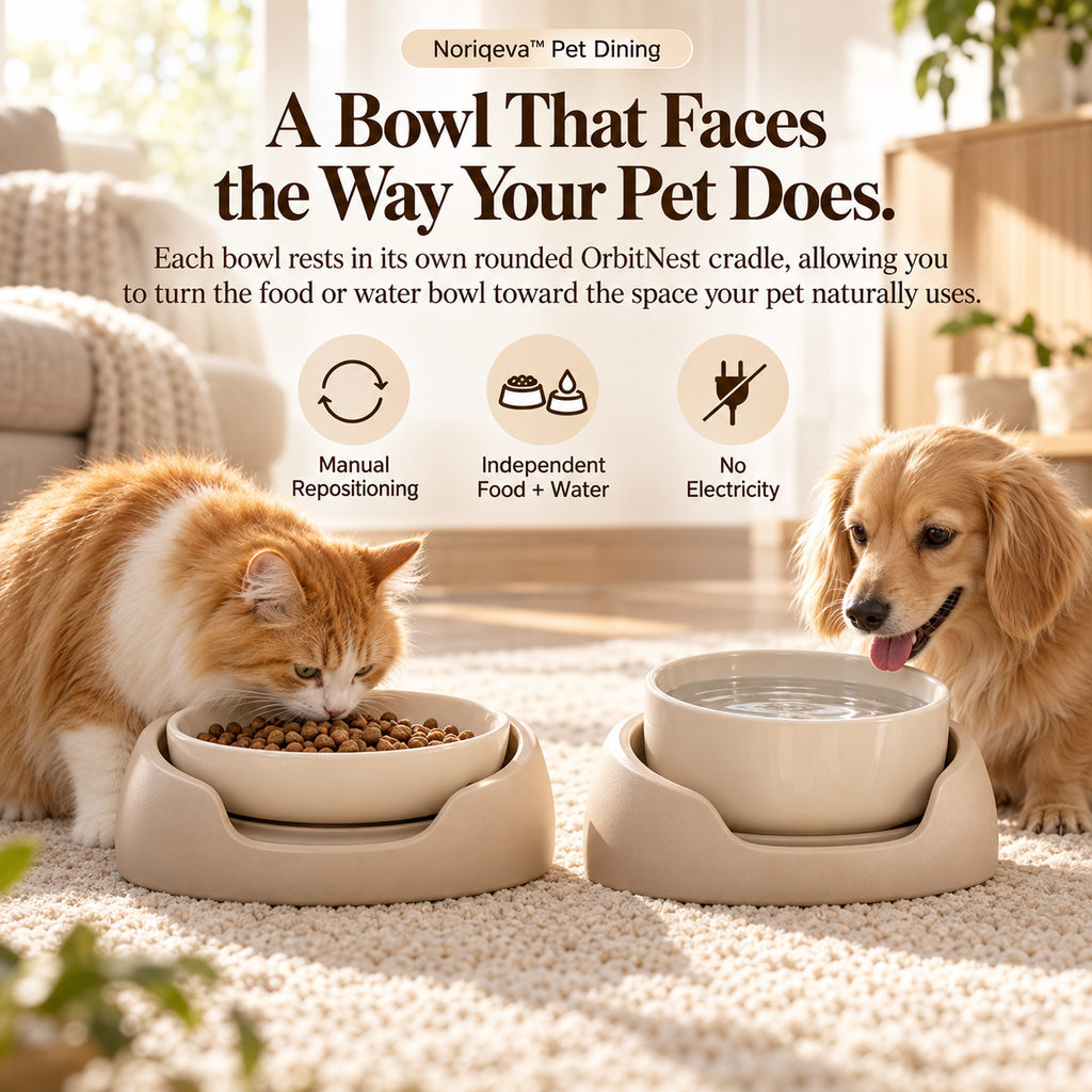 Noriqeva™ OrbitNest Adjustable Pet Dining Pair