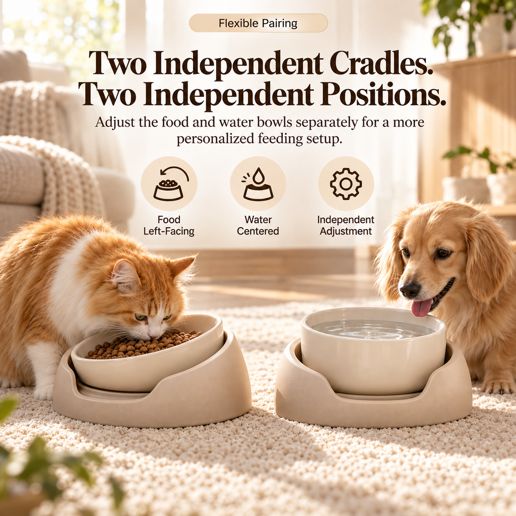 Noriqeva™ OrbitNest Adjustable Pet Dining Pair