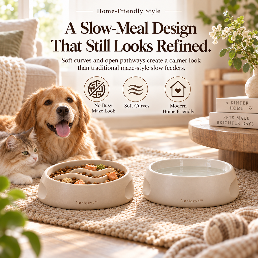 Noriqeva™ RipplePath Slow-Meal Pet Dining Pair