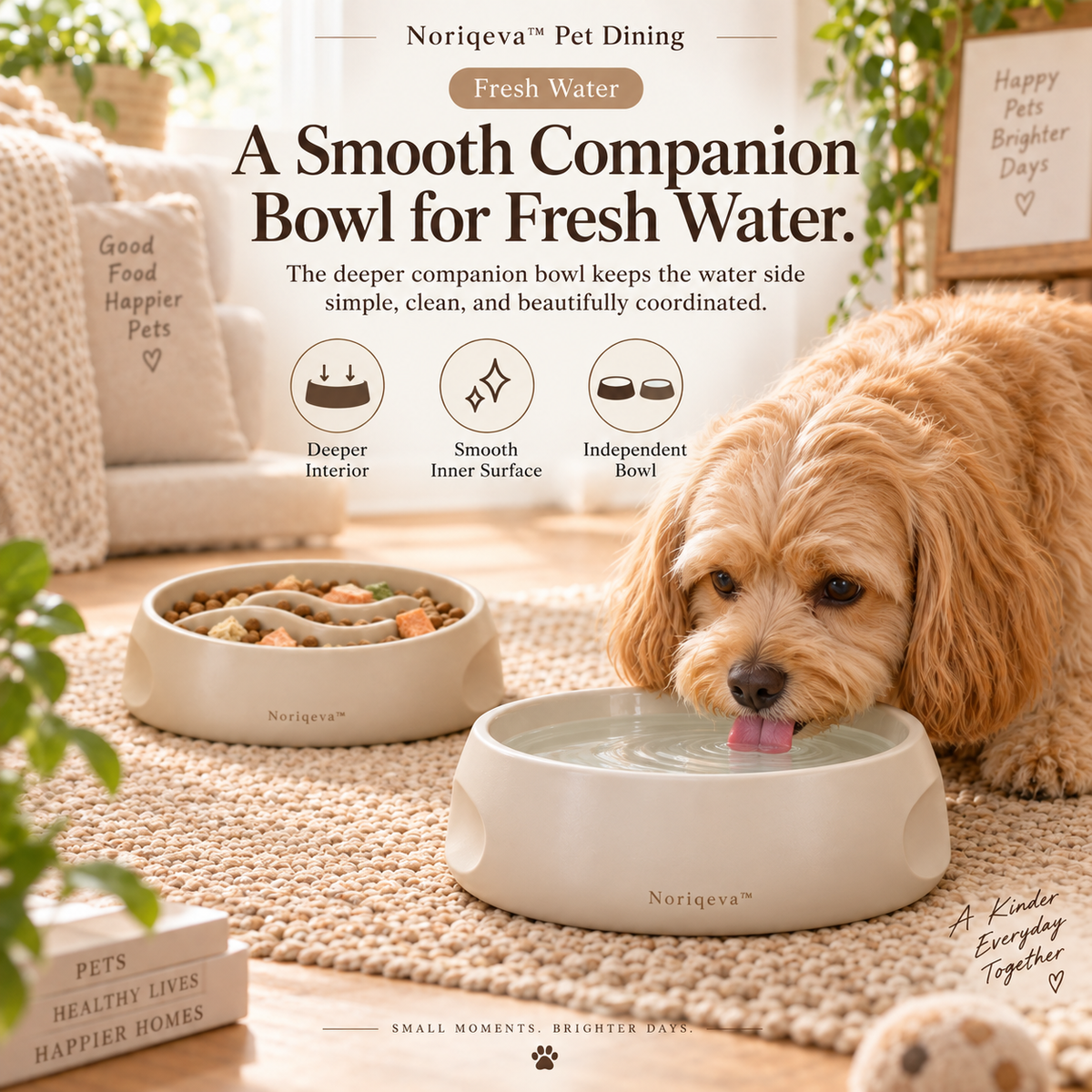 Noriqeva™ RipplePath Slow-Meal Pet Dining Pair
