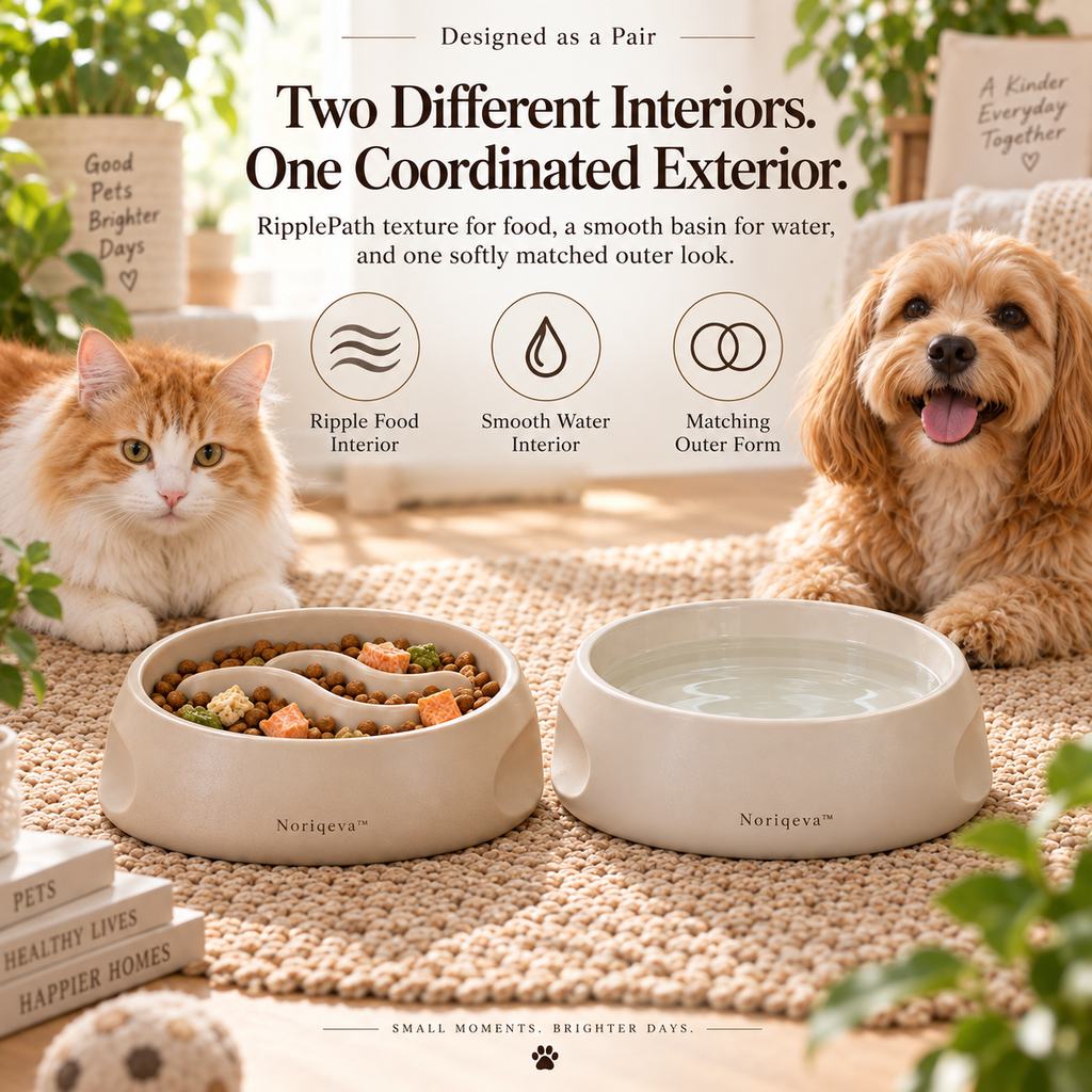 Noriqeva™ RipplePath Slow-Meal Pet Dining Pair