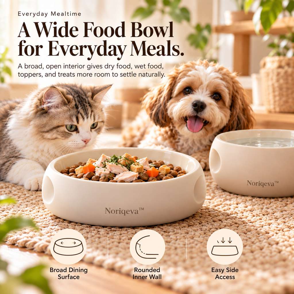 Noriqeva™ NestHalo Stackable Pet Dining Pair