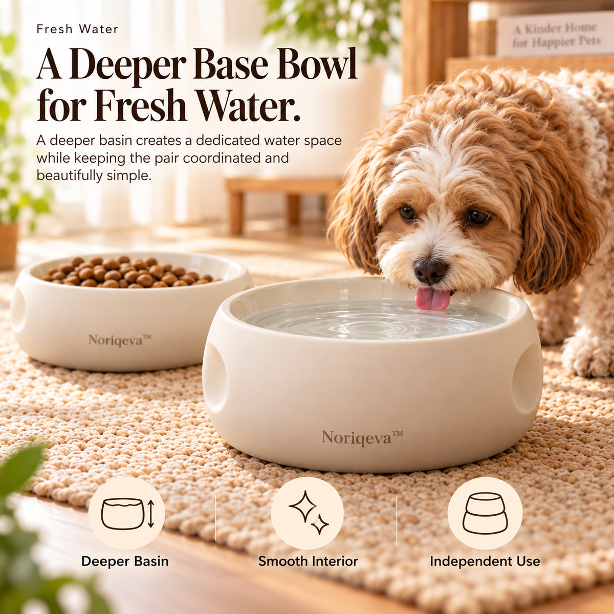 Noriqeva™ NestHalo Stackable Pet Dining Pair