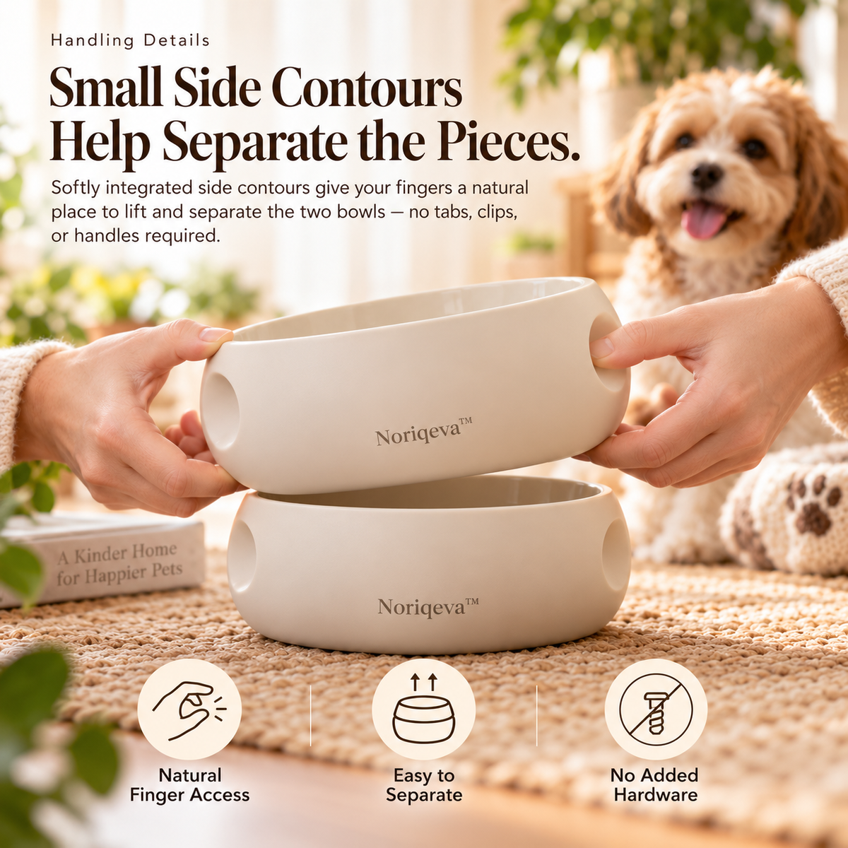 Noriqeva™ NestHalo Stackable Pet Dining Pair
