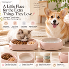 Noriqeva™ PetalPocket Two-Zone Pet Dining Pair