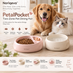 Noriqeva™ PetalPocket Two-Zone Pet Dining Pair