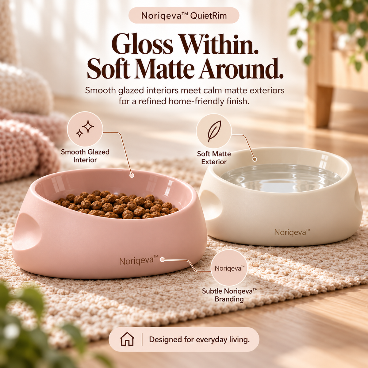 Noriqeva™ QuietRim Contour Pet Dining Pair