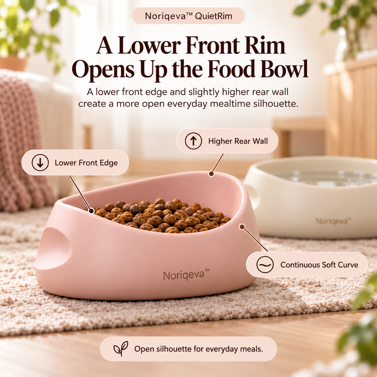 Noriqeva™ QuietRim Contour Pet Dining Pair