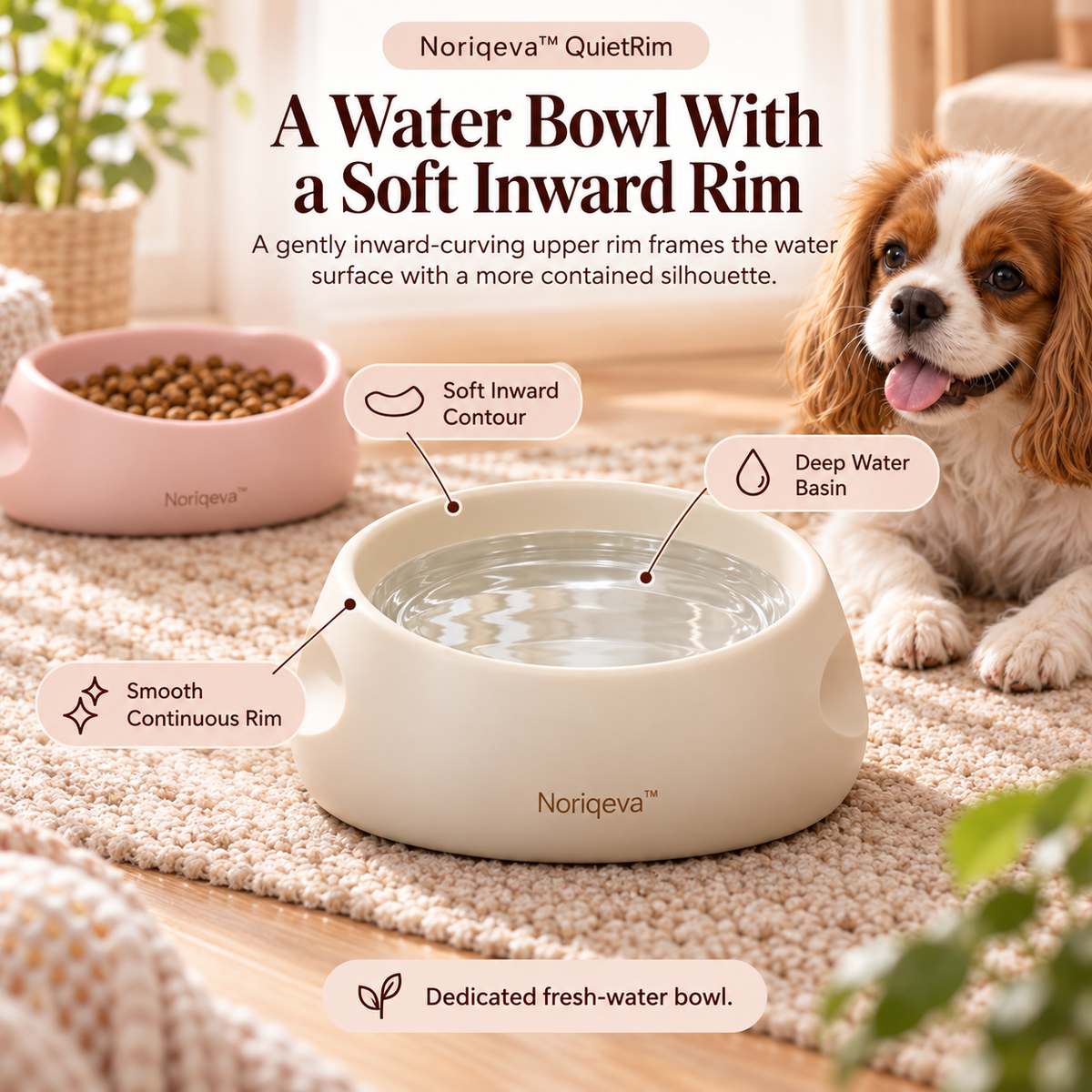 Noriqeva™ QuietRim Contour Pet Dining Pair
