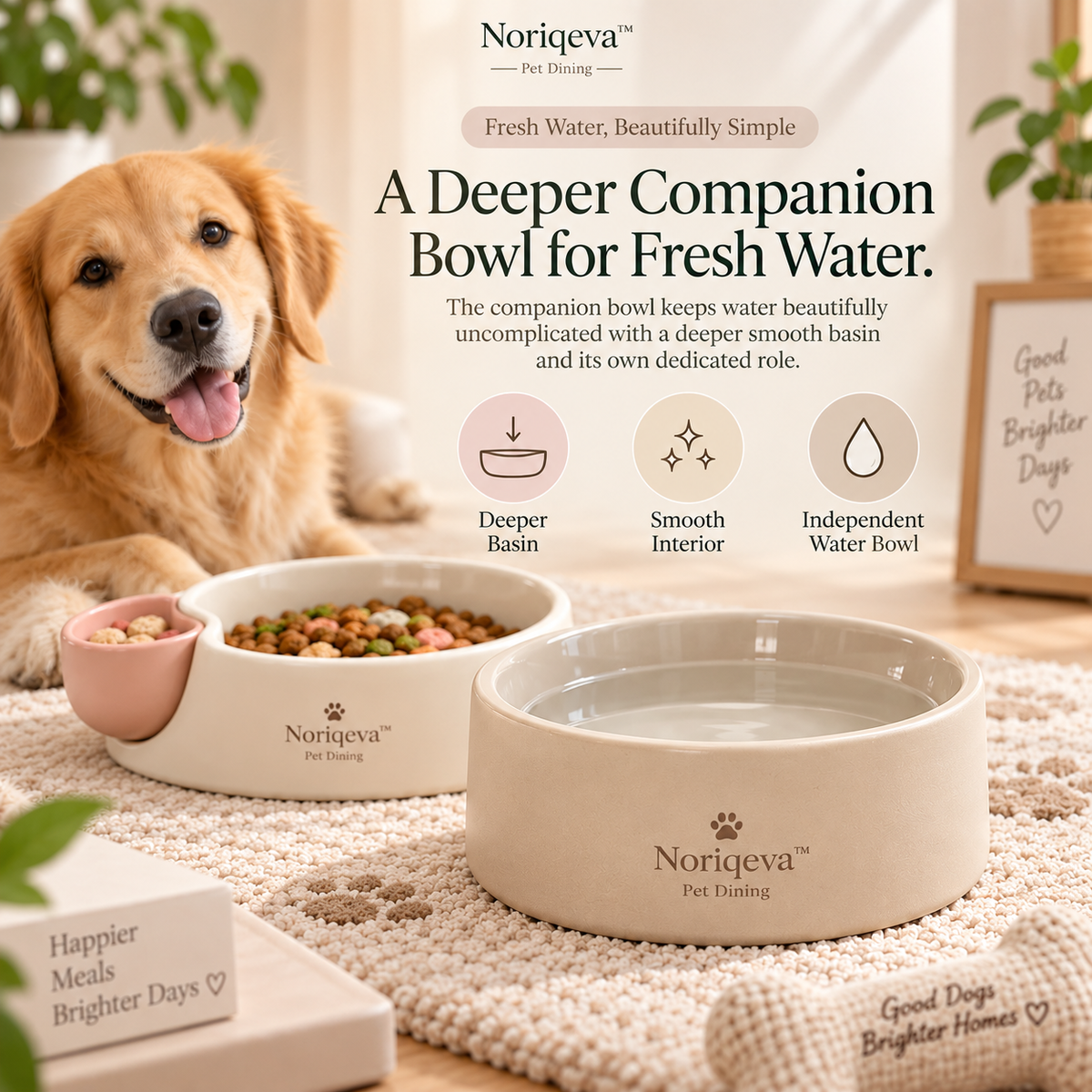 Noriqeva™ SideBloom Dockable Pet Dining Trio