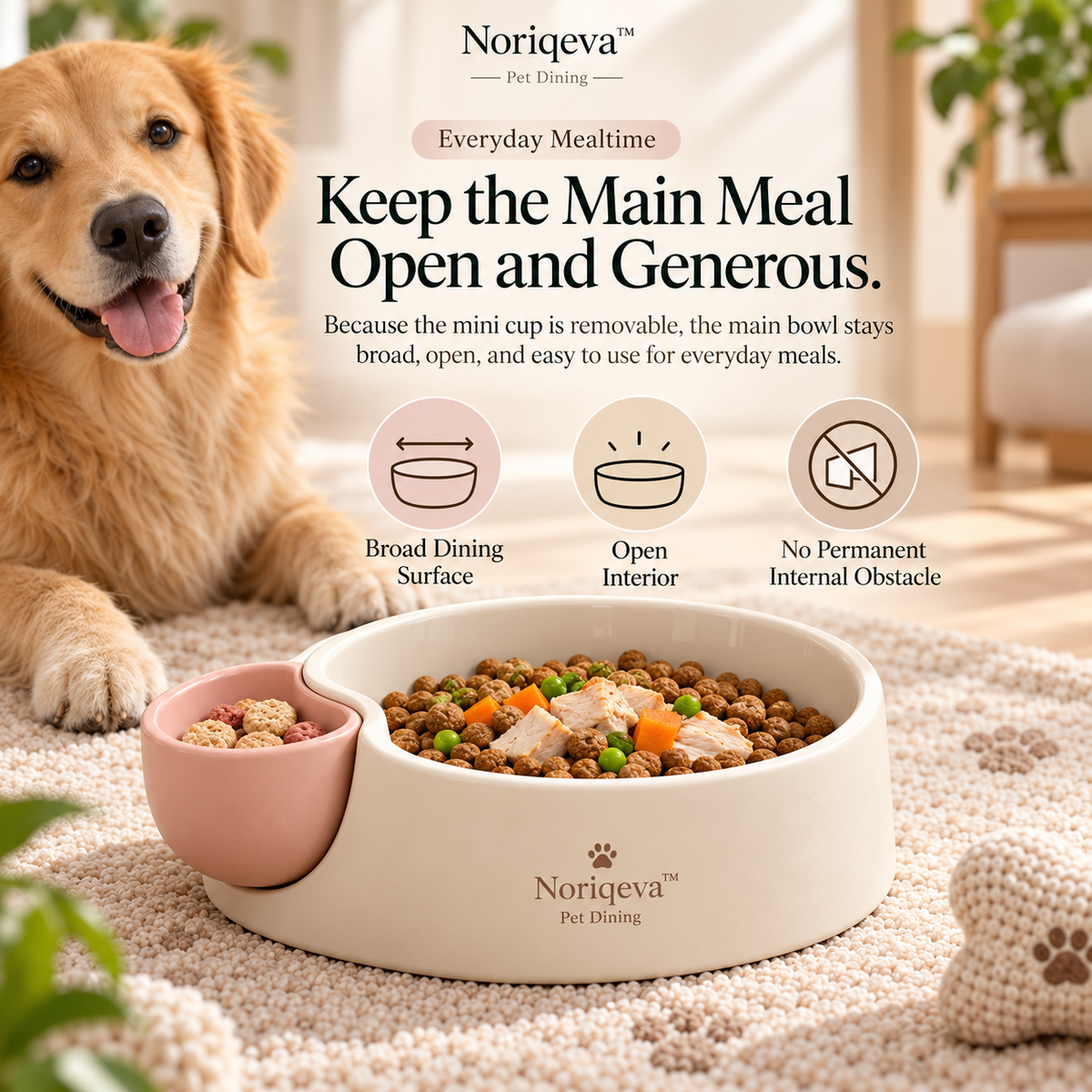 Noriqeva™ SideBloom Dockable Pet Dining Trio