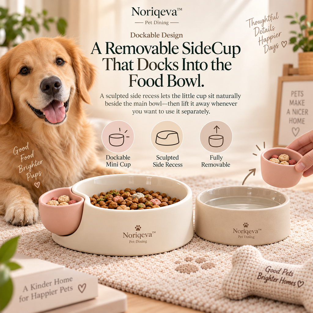 Noriqeva™ SideBloom Dockable Pet Dining Trio