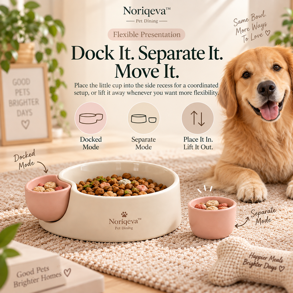 Noriqeva™ SideBloom Dockable Pet Dining Trio