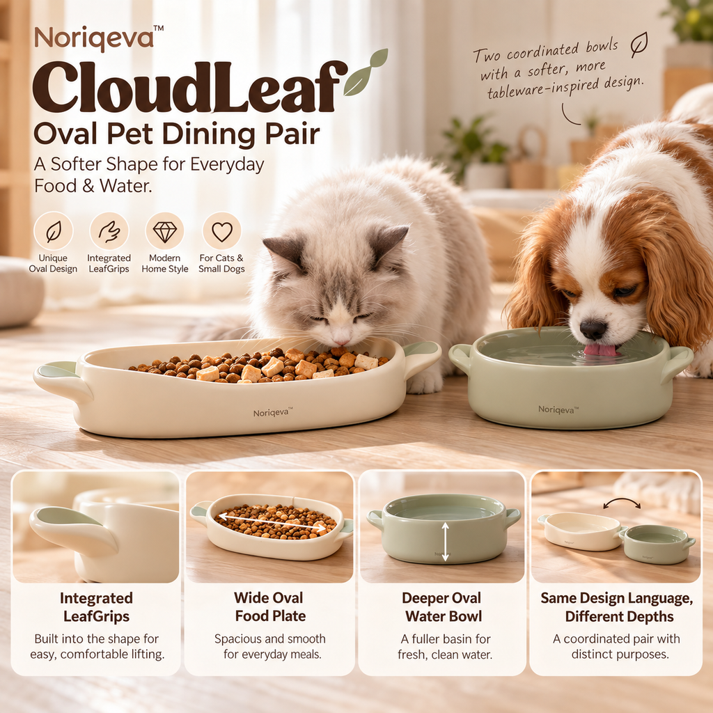 Noriqeva™ CloudLeaf Oval Pet Dining Pair