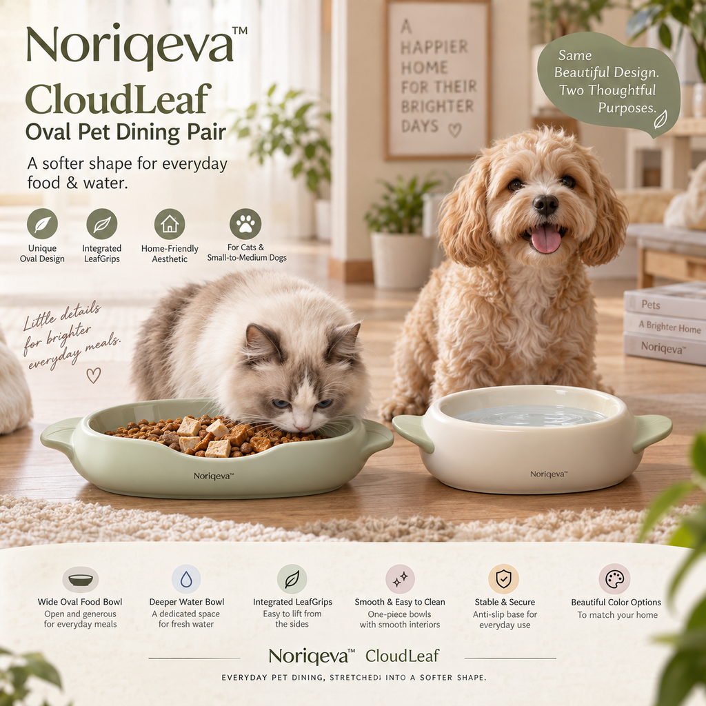 Noriqeva™ CloudLeaf Oval Pet Dining Pair