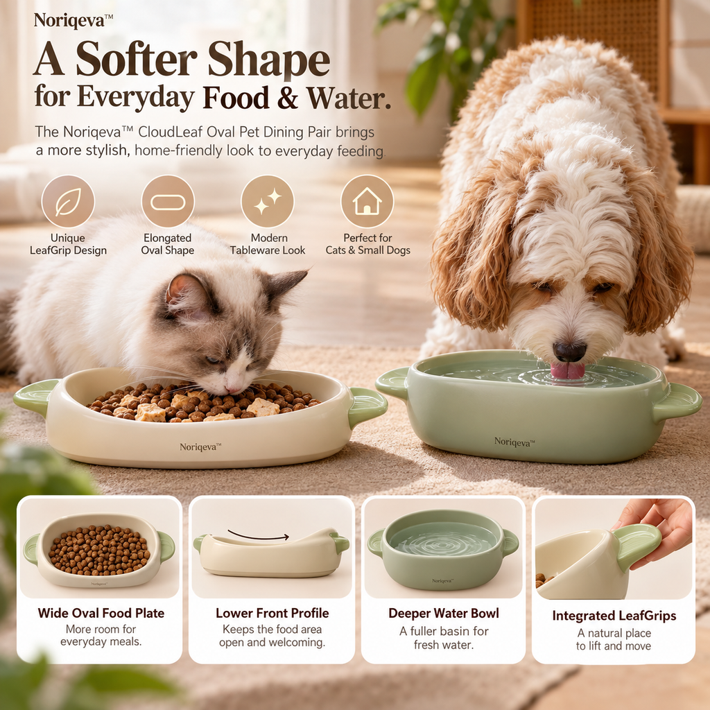 Noriqeva™ CloudLeaf Oval Pet Dining Pair