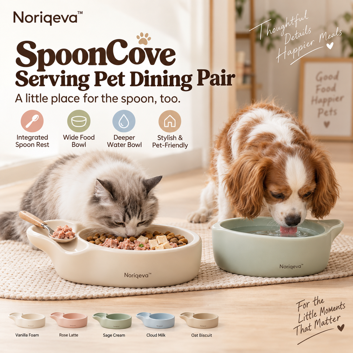 Noriqeva™ SpoonCove Serving Pet Dining Pair