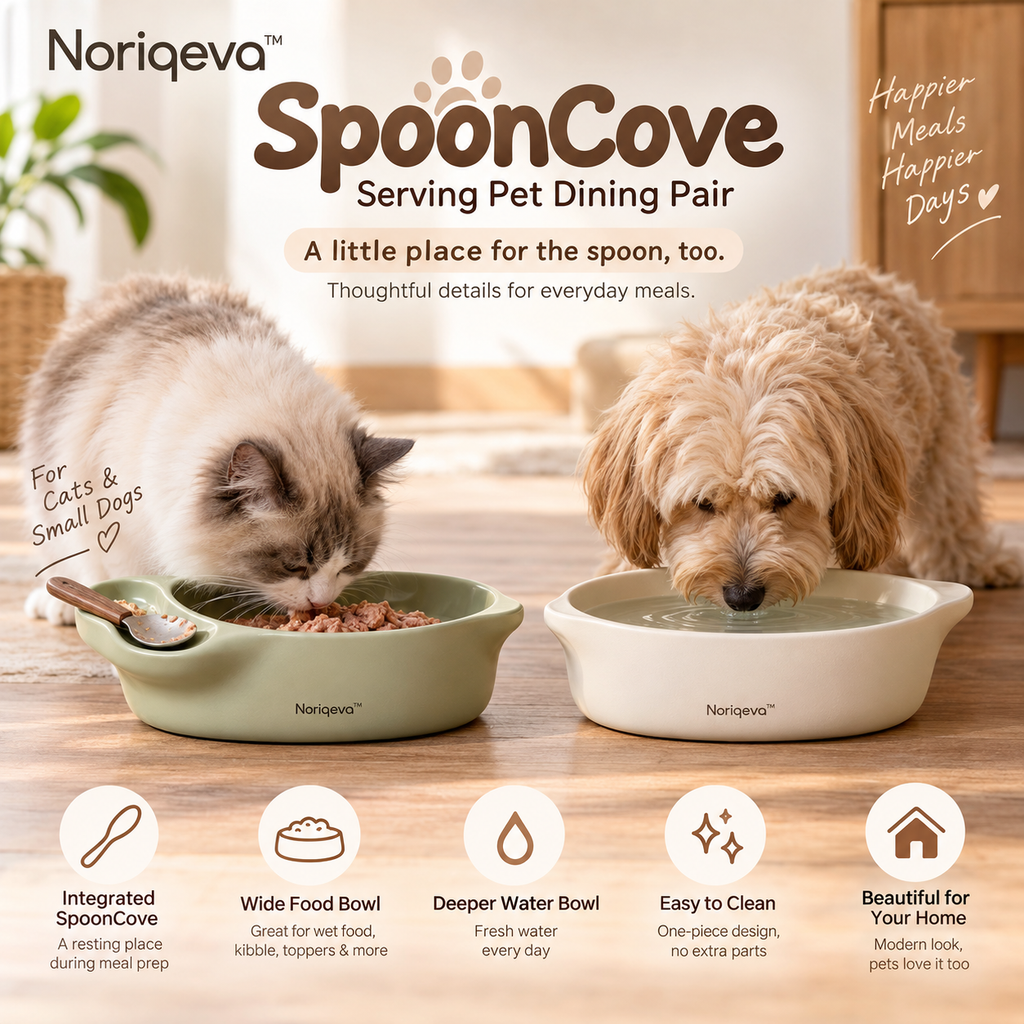Noriqeva™ SpoonCove Serving Pet Dining Pair
