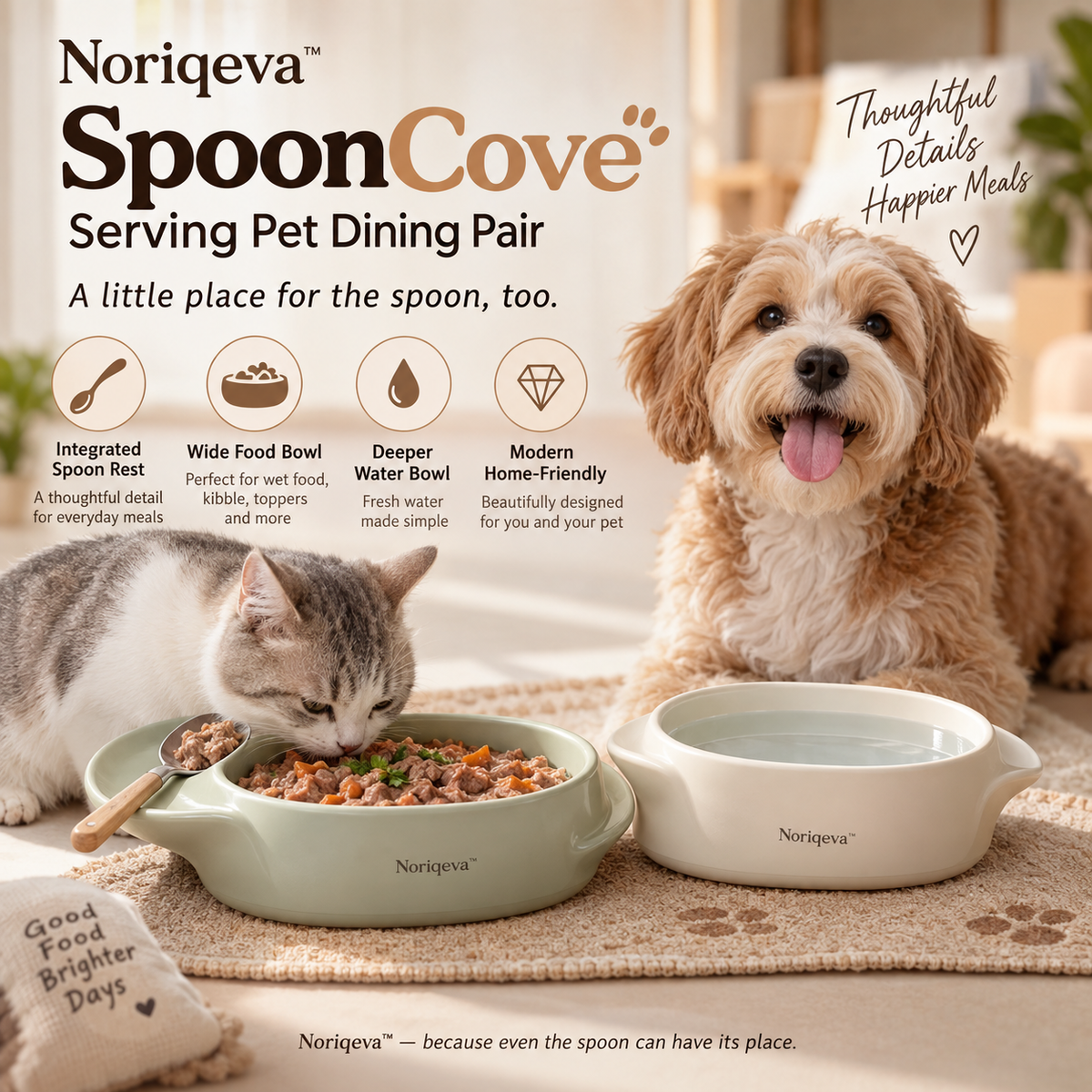 Noriqeva™ SpoonCove Serving Pet Dining Pair