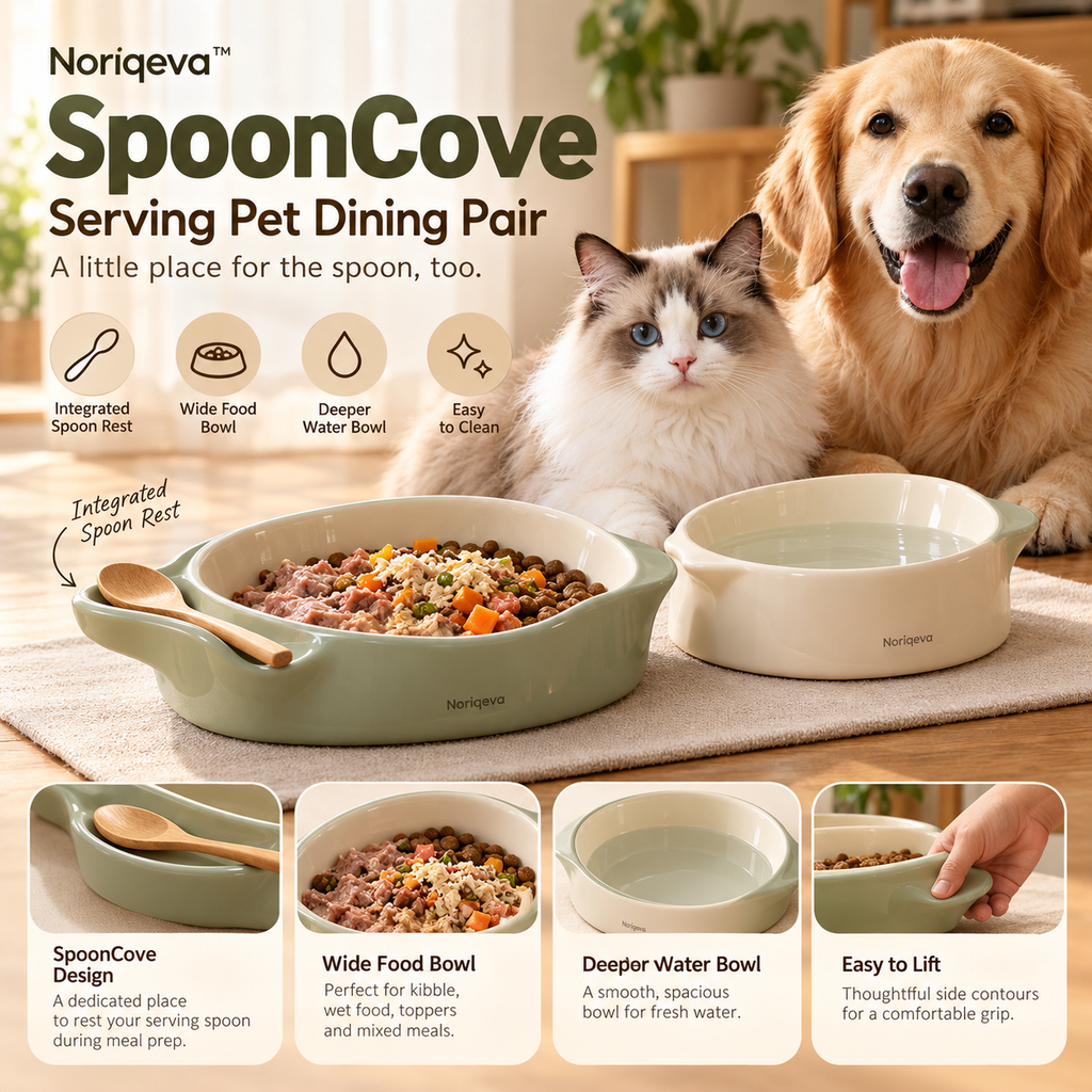 Noriqeva™ SpoonCove Serving Pet Dining Pair