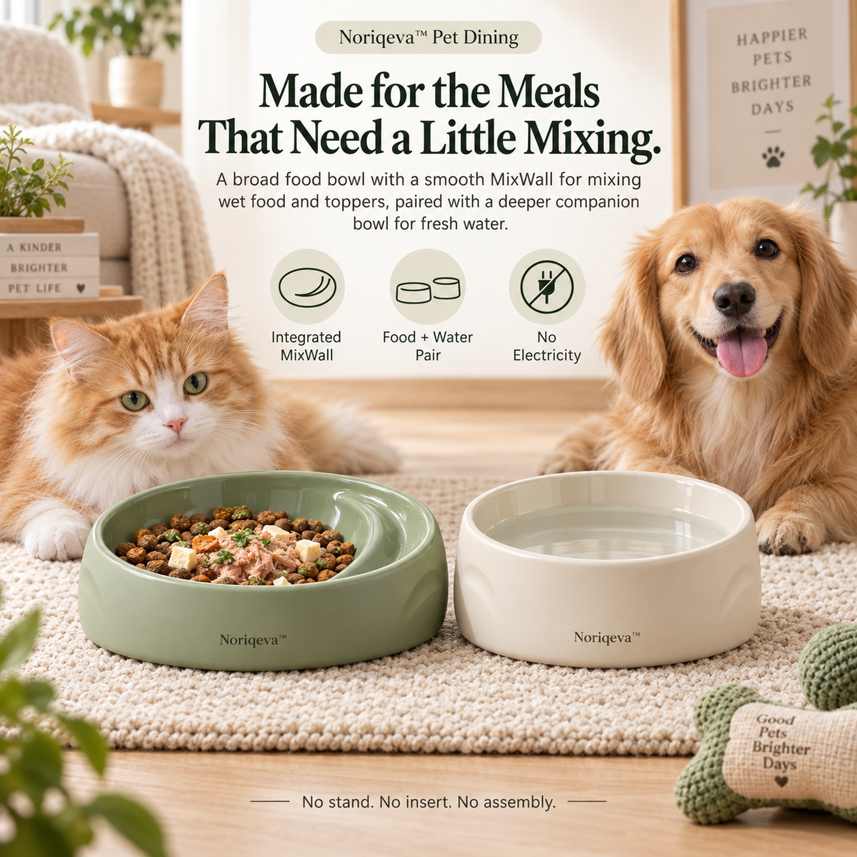 Noriqeva™ BlendCove Mix-Ready Pet Dining Pair
